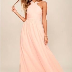 Lulu's Air of Romance Peach Maxi Dress