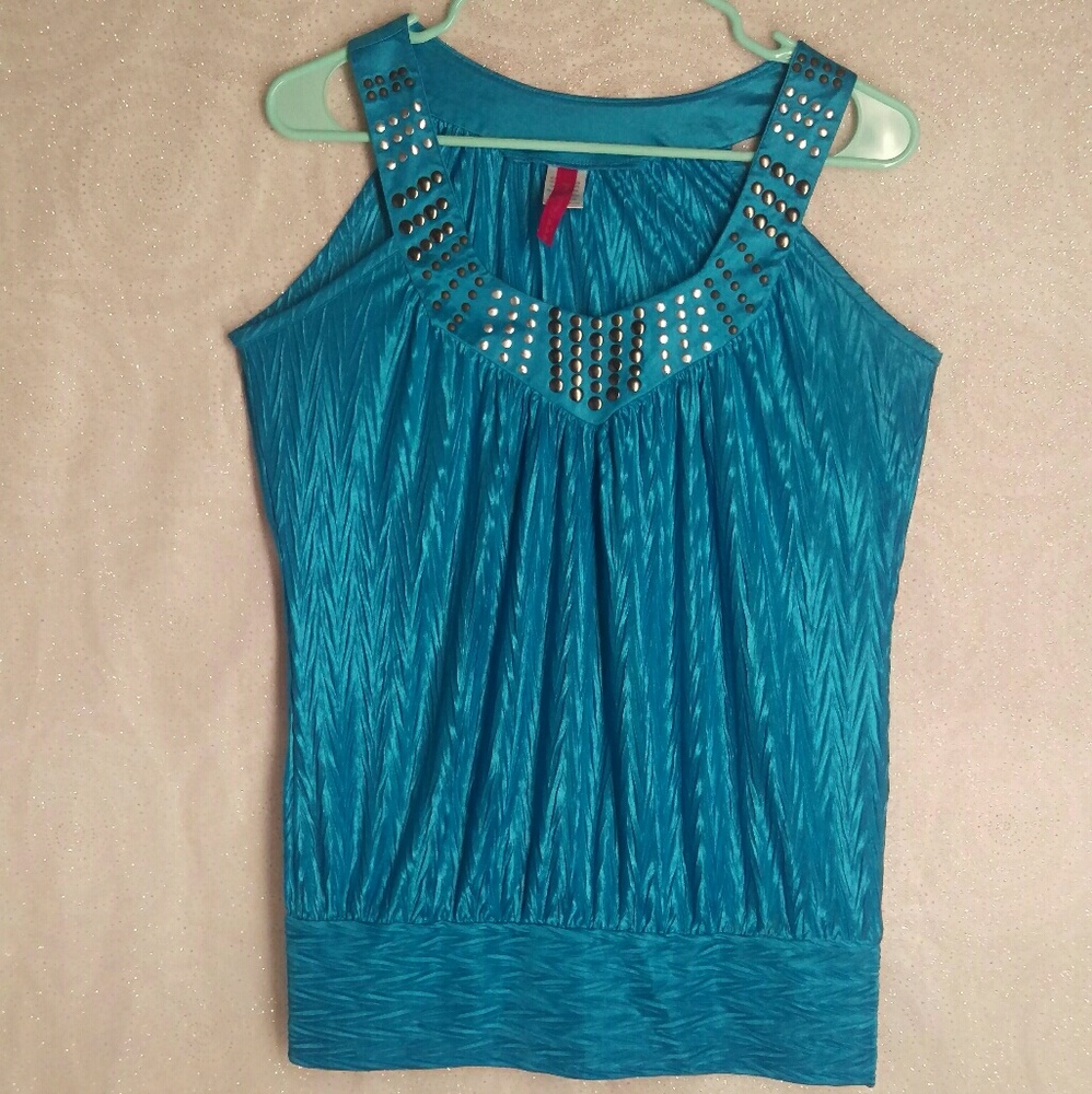 Turquoise satin top