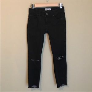 NWOT Free People Black Distressed Denim Jeans
