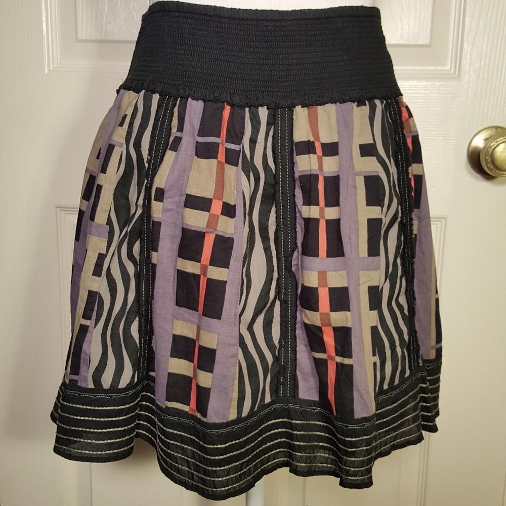 Free People Abstract Pattern Cotton Mini Skirt - Picture 4 of 7