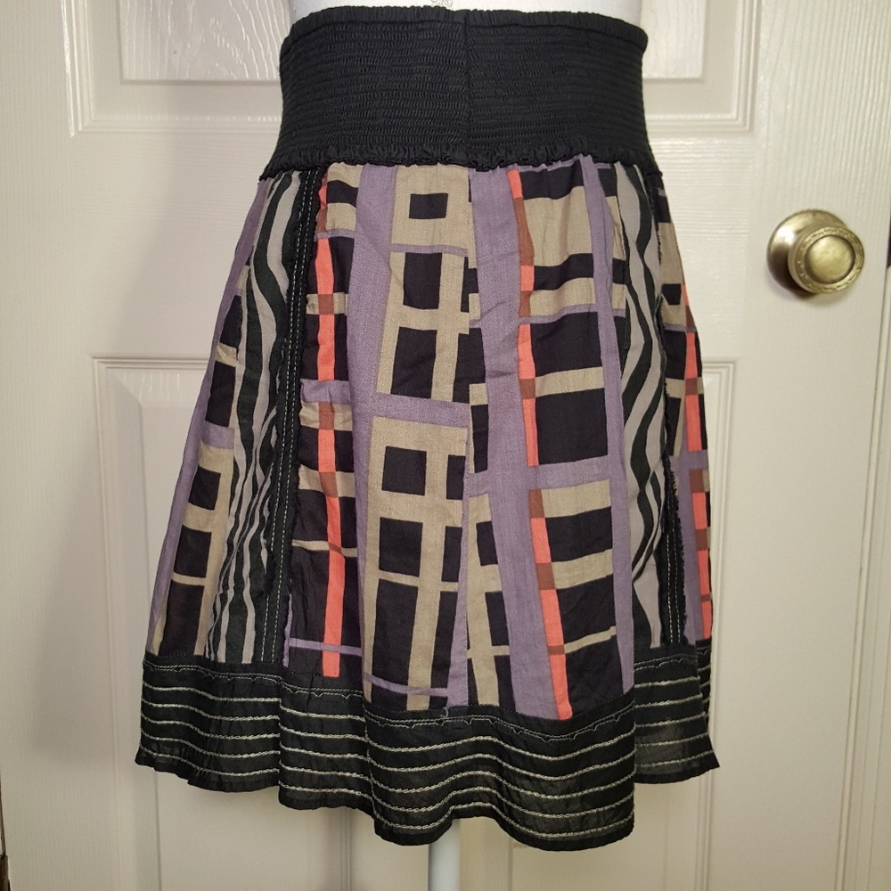 Free People Abstract Pattern Cotton Mini Skirt - Picture 3 of 7