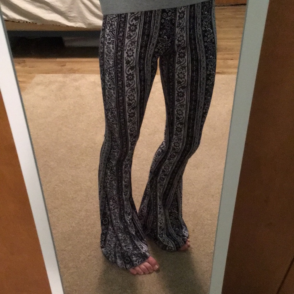 Black and white flare pants