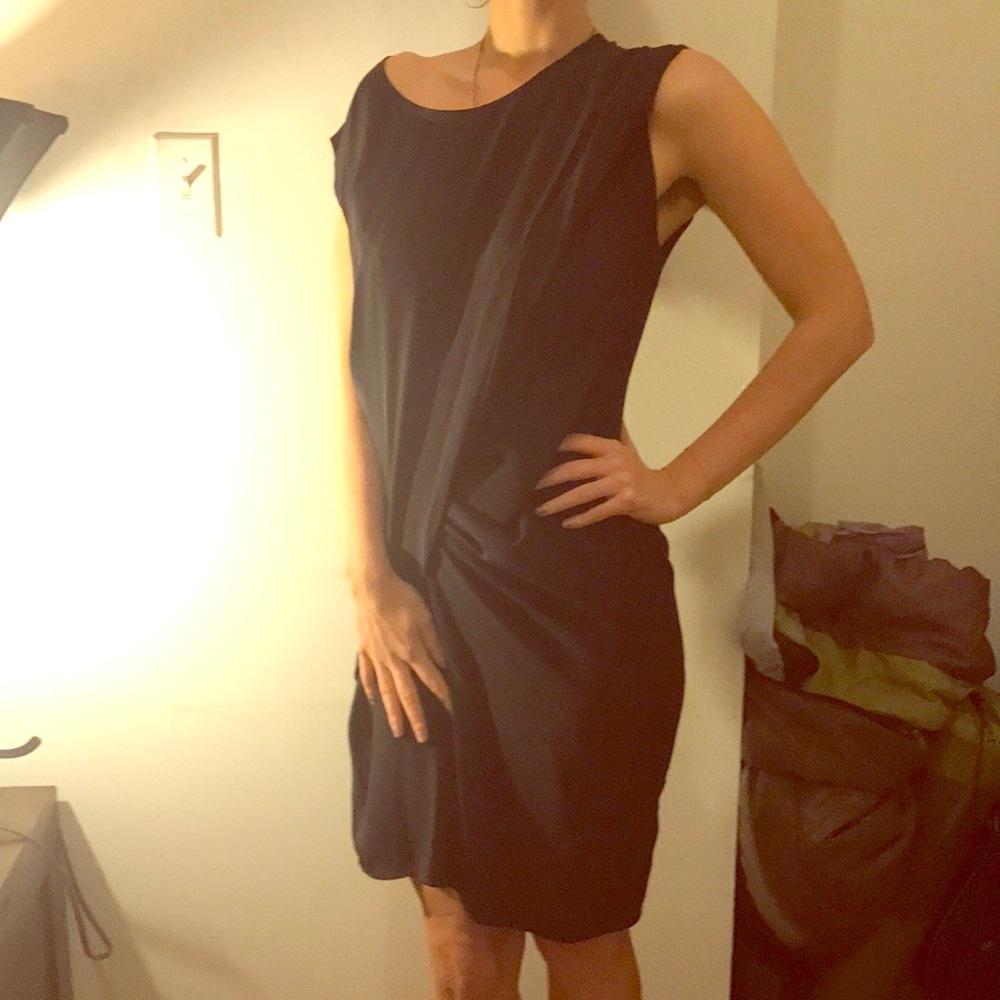 All Saints 100% silk black wrap dress