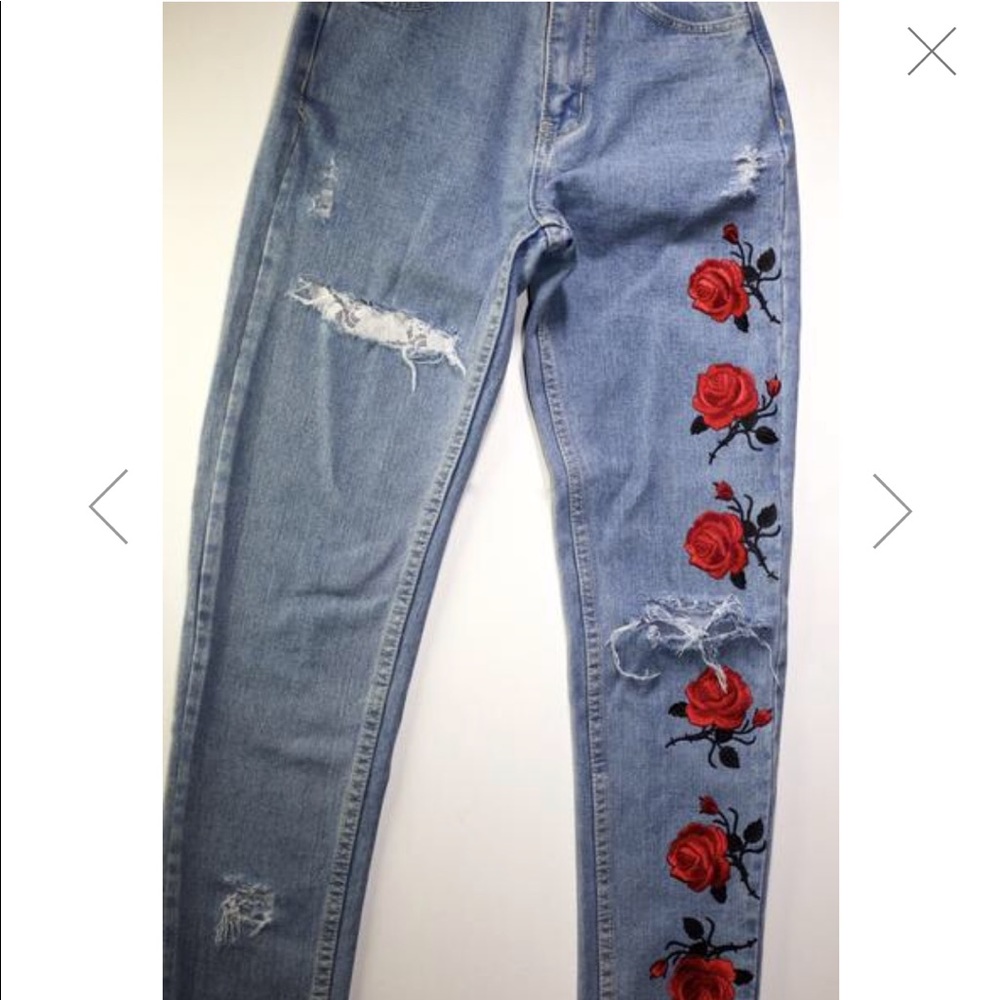 Cide jeans high waisted rose and lace detail 29W