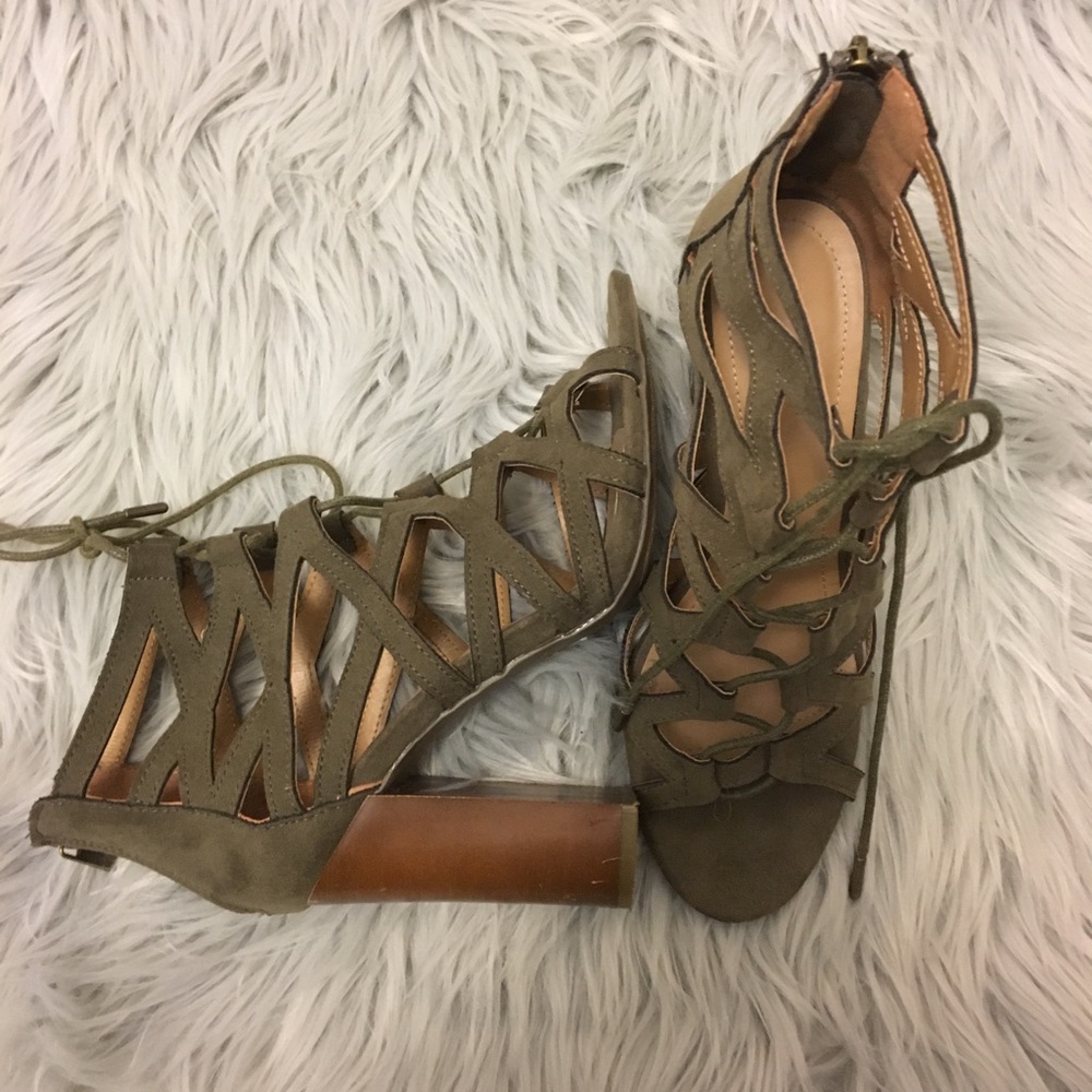 Army Green caged heels