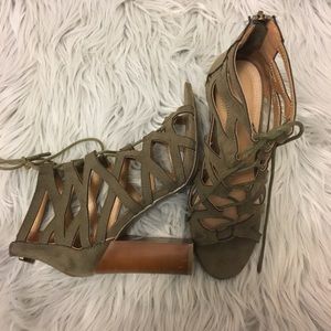 Army Green caged heels