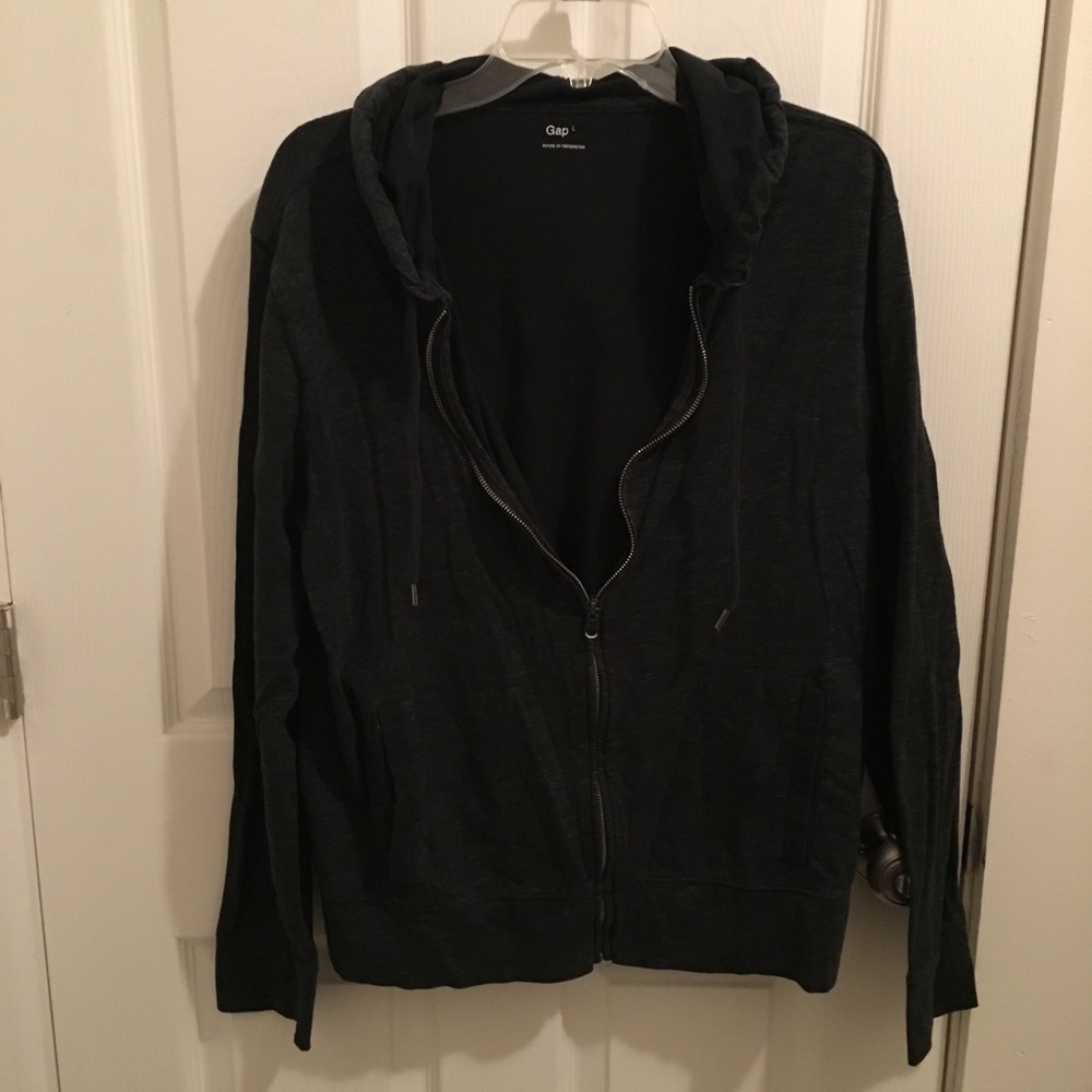 Gap Heather Black Full Zip Sweater EUC