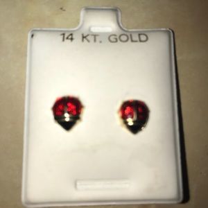 14K lady bug earrings