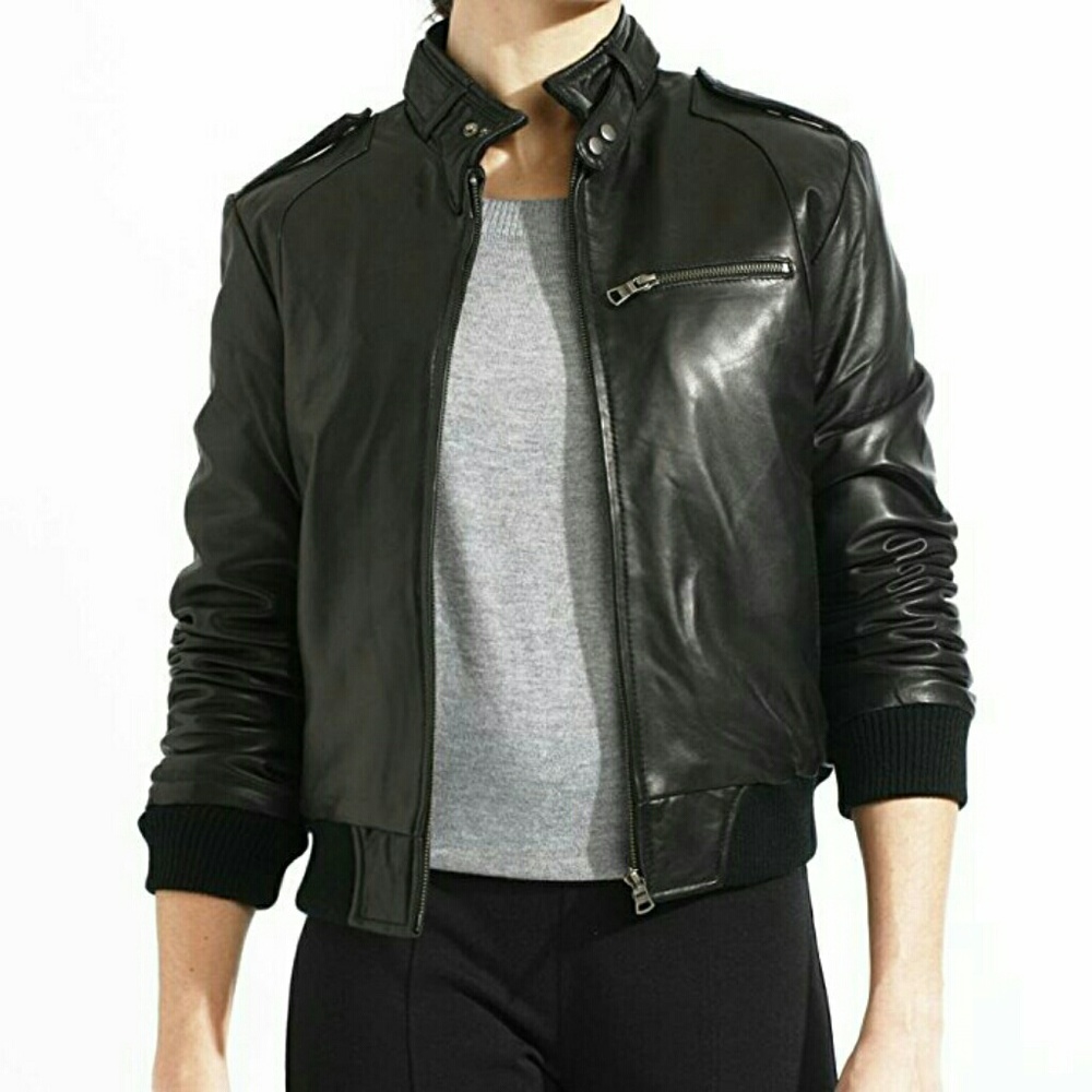 Lambskin Leather Bomber Jacket
