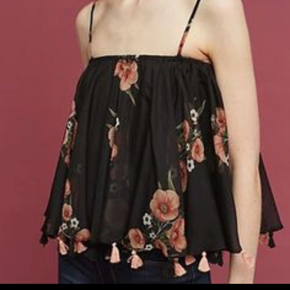 Anthropologie Floral Tasseled Cami by Carolina K! - Picture 1 of 4