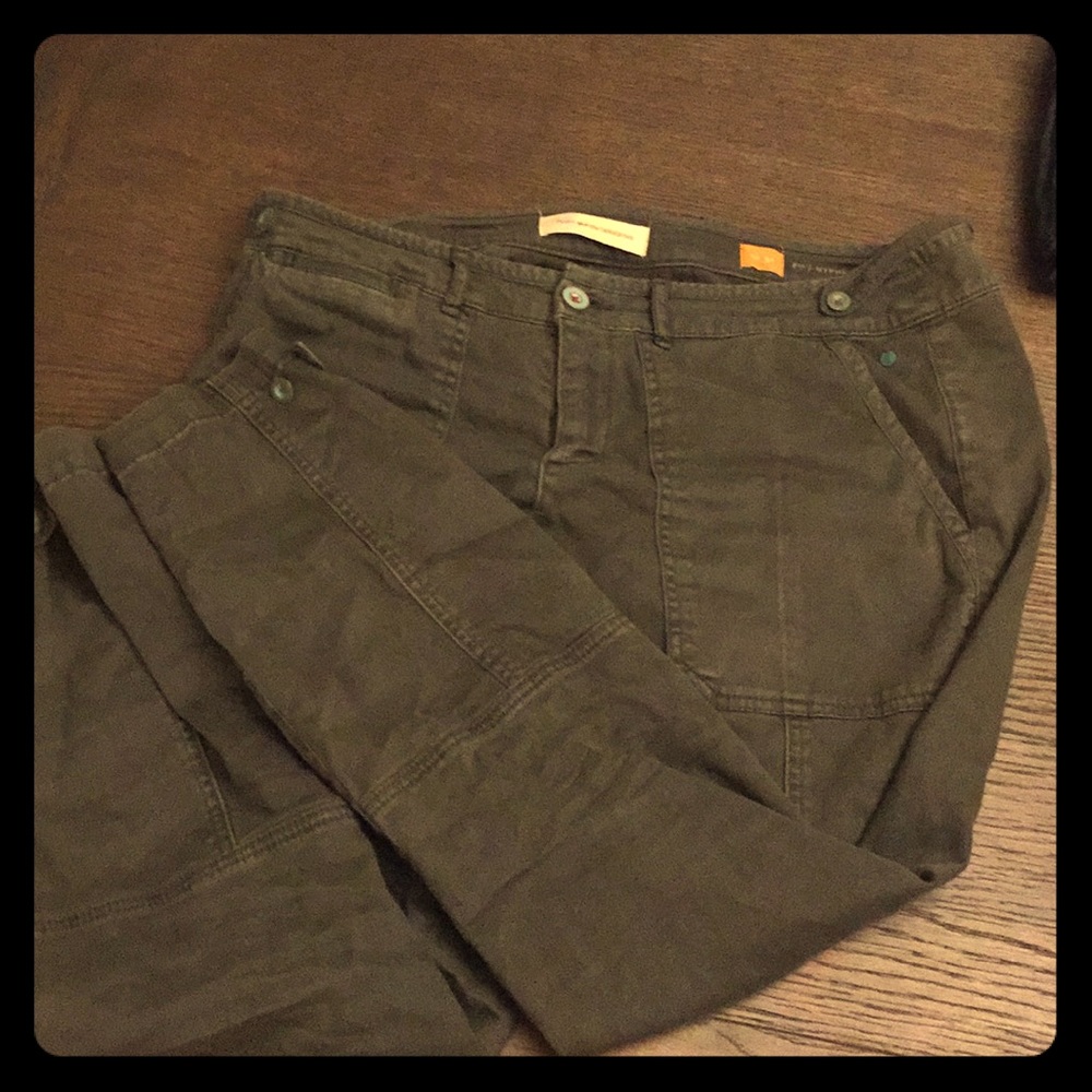 Pilcro and the letterpress cropped green jeans