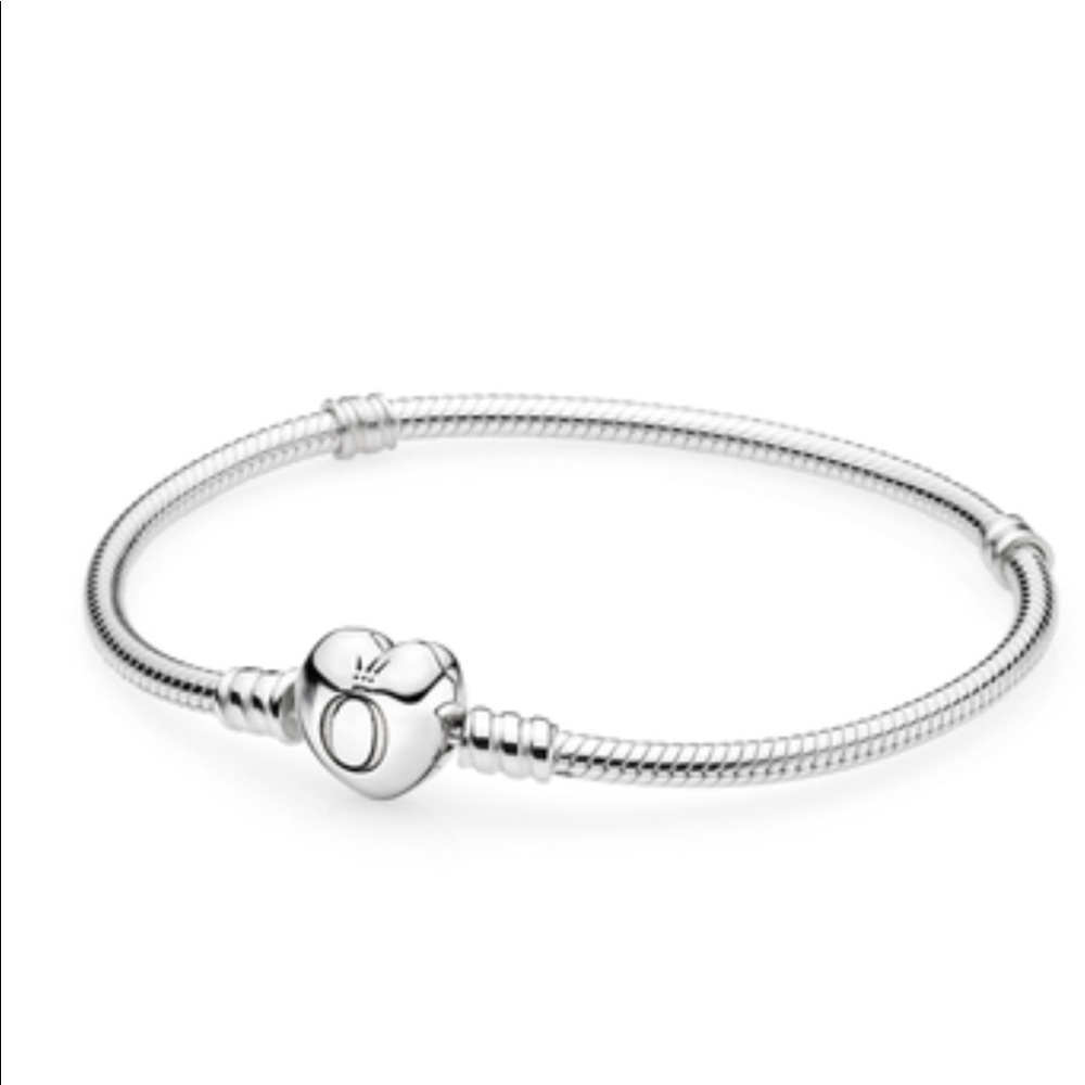 Pandora sterling silver charm bracelet with heart