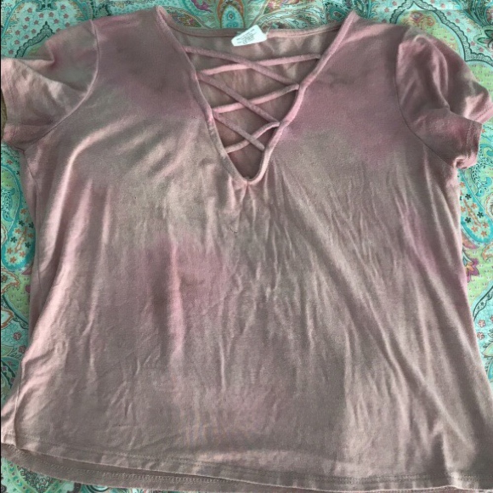 Criss cross acid wash top