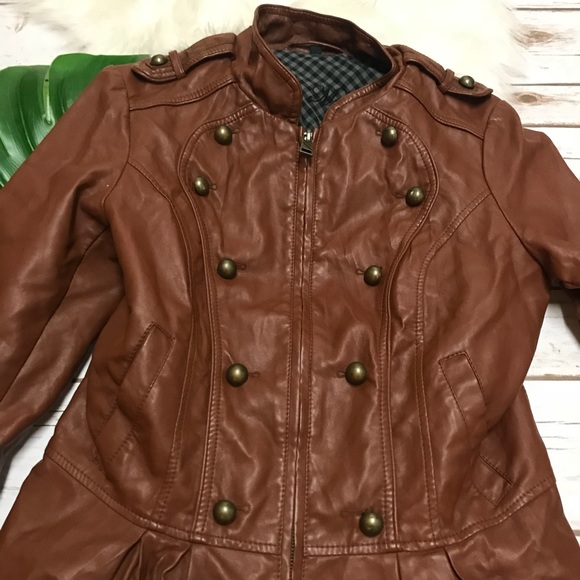 Steve Madden Cognac Faux Leather Jacket - Picture 2 of 7