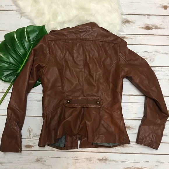 Steve Madden Cognac Faux Leather Jacket - Picture 3 of 7