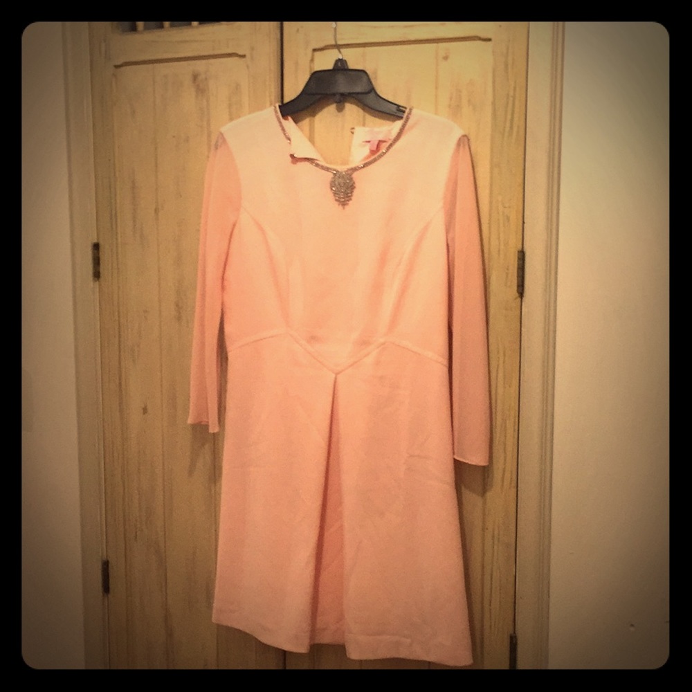 Ted Baker size 4 baby pink sheer sleeve dress