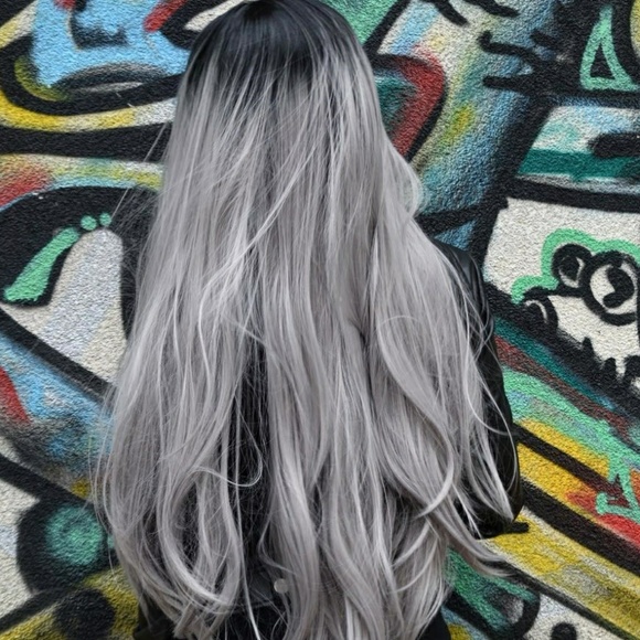Ombre Black Gray Beauty LaceFront Wig