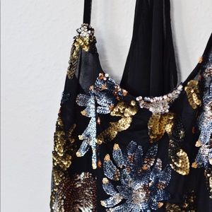 Floral Sequin Racerback Tank, sz M