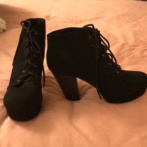 Black lace up booties :)