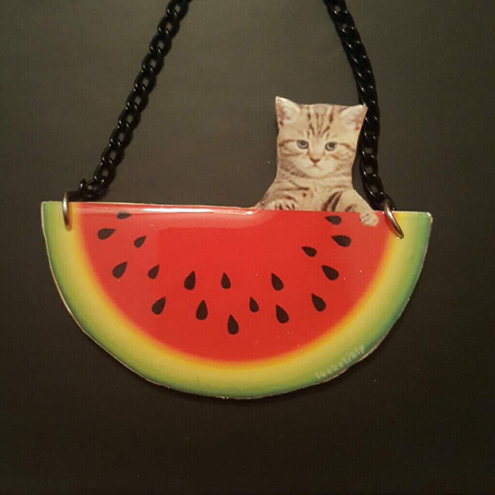 Kitten watermelon necklace