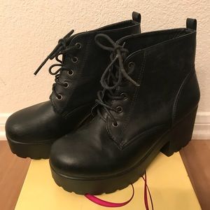 Black platform booties