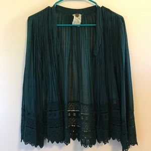 Free People Soft Woven Kimono in Green, S
