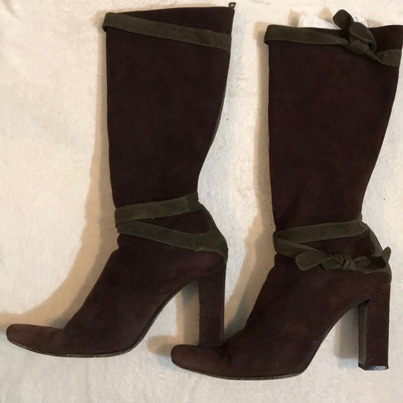 PRADA Vero Cuoio brown olive green accent boots - Picture 2 of 4