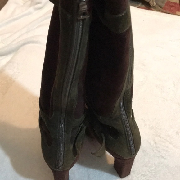 PRADA Vero Cuoio brown olive green accent boots - Picture 3 of 4