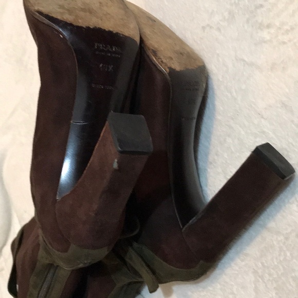 PRADA Vero Cuoio brown olive green accent boots - Picture 4 of 4