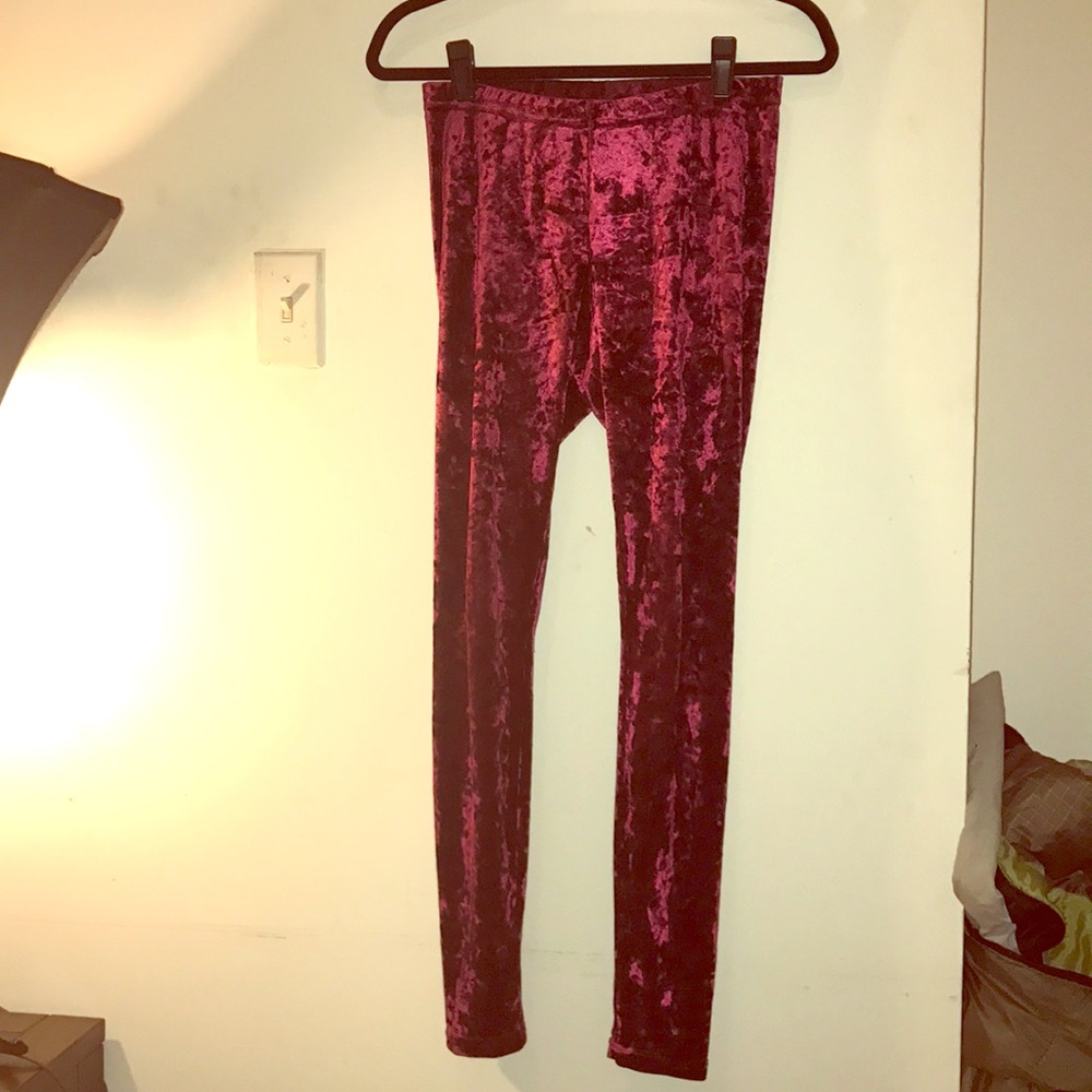 Red velvet leggings