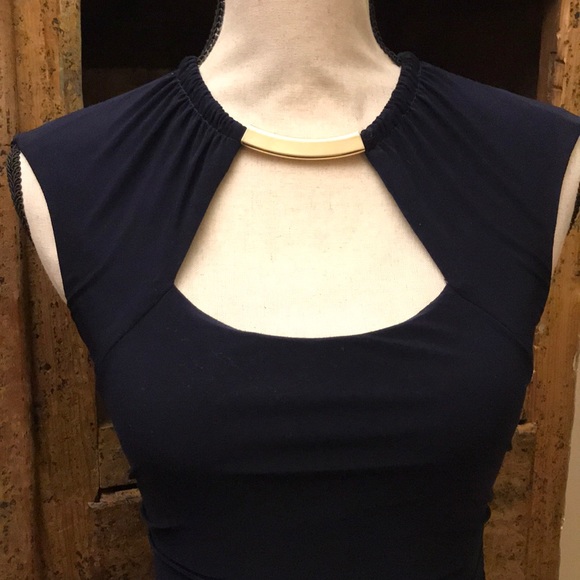 CACHE Navy Midi Dress - Picture 2 of 4