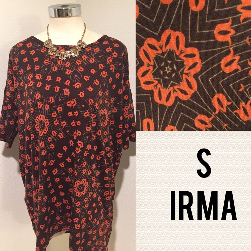 🐿 LuLaRoe Irma Brown Orange Floral Small 🐿