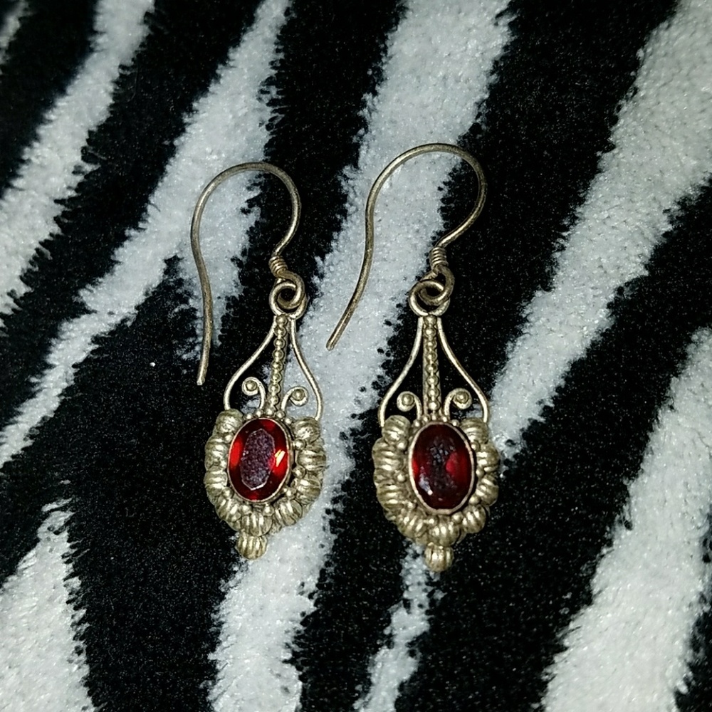 Red stone earings