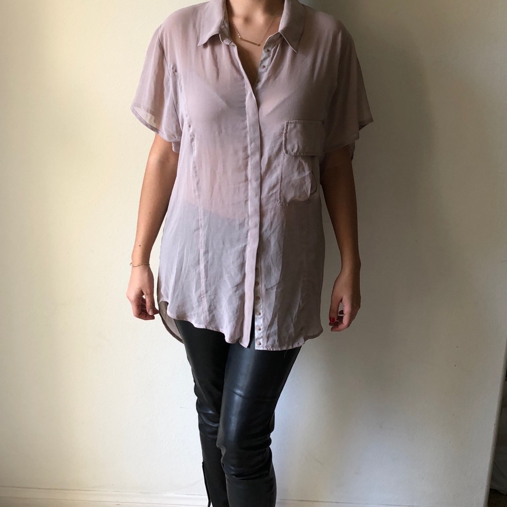 Sheer chiffon nude top
