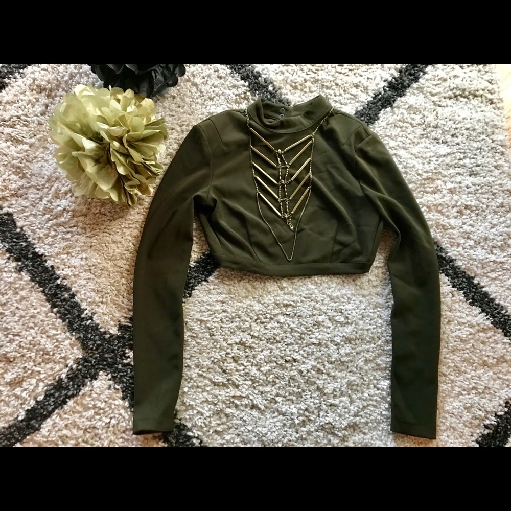 Khaki backless crop top