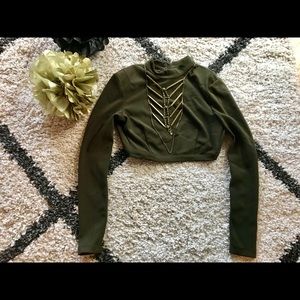 Khaki backless crop top