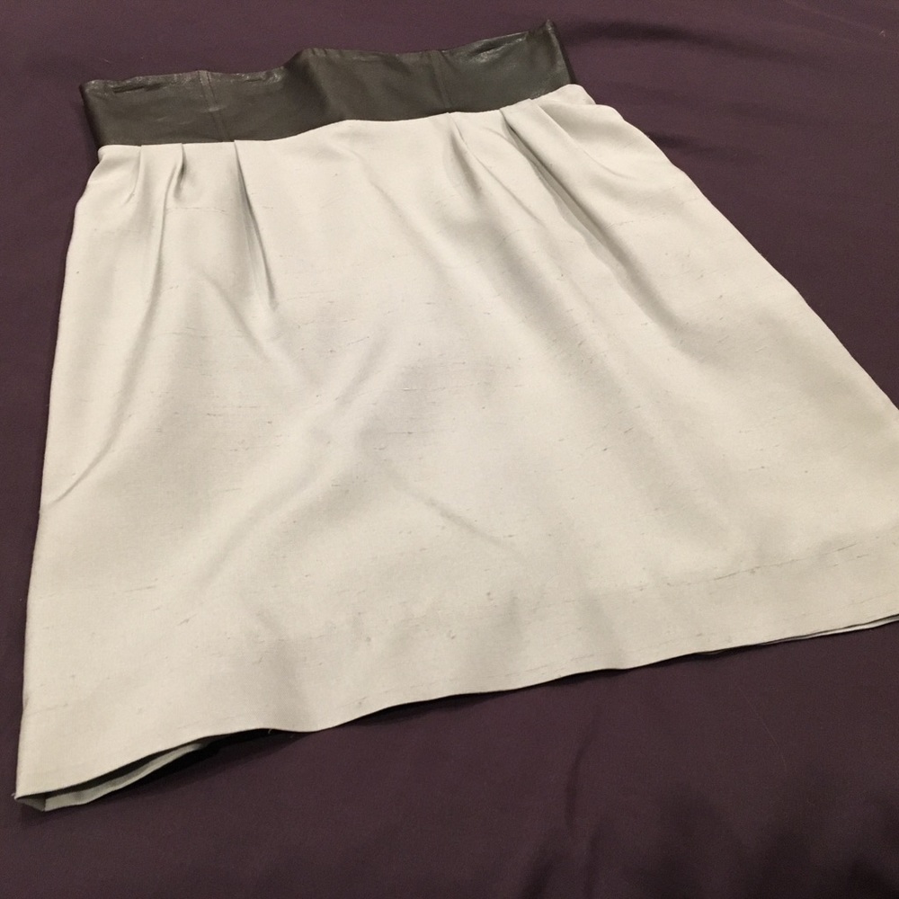 Gray skirt with leather waistband