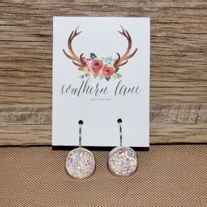 Rainbow Clear Druzy Leverback Earrings
