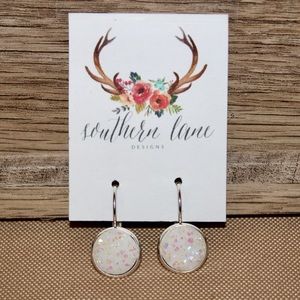 Opal Druzy Leverback Earrings