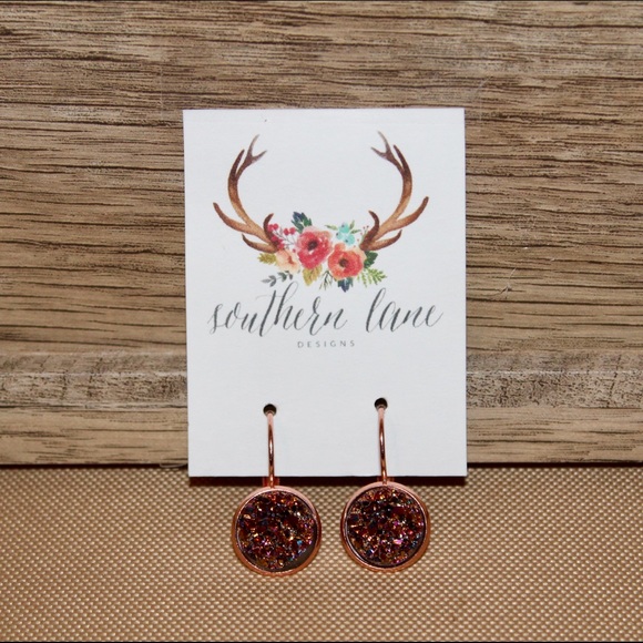 Multicolor Druzy Leverback Earrings - Picture 1 of 1