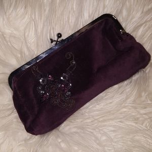 Maroon beaded clutch