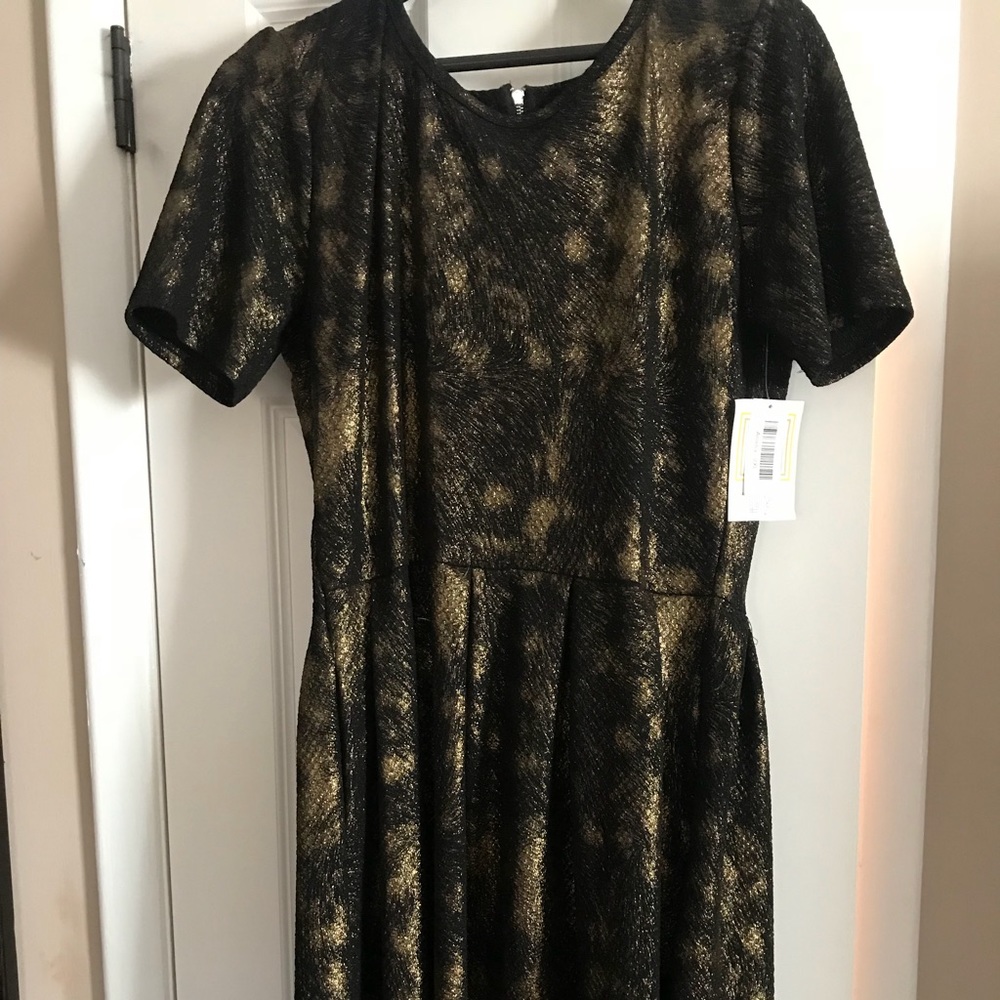 Lularoe Amelia Dress Gold/Black