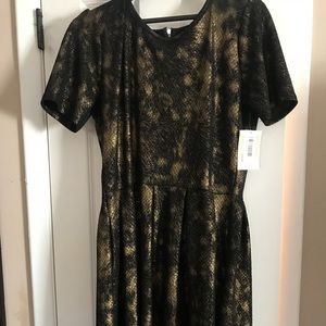 Lularoe Amelia Dress Gold/Black