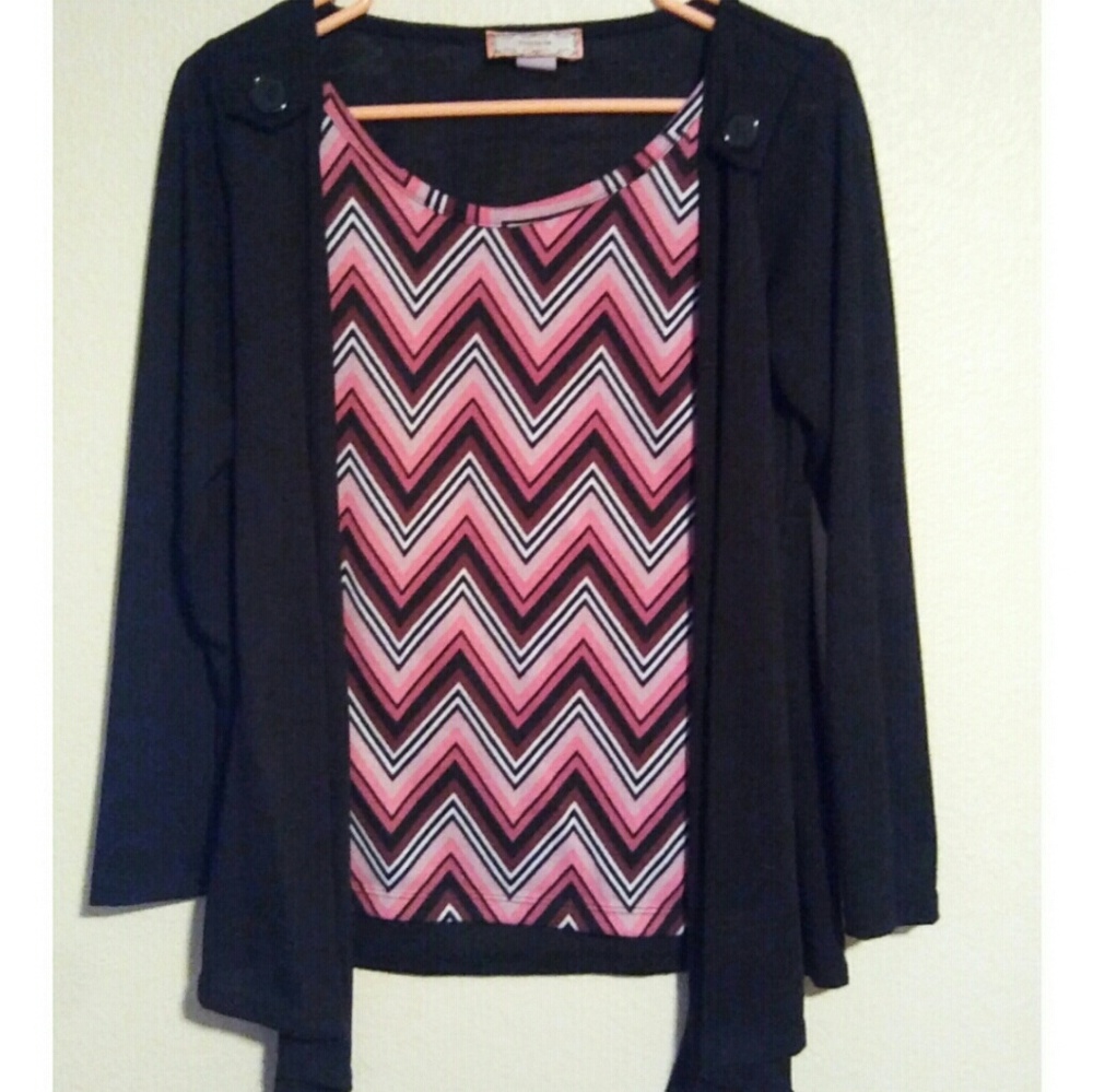 Black & Pink Chevron Blouse
