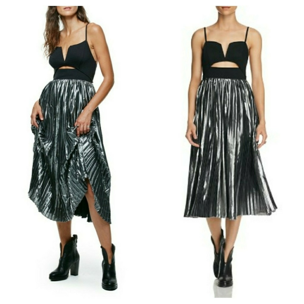 Free People Piper Pleated Midi Dress
