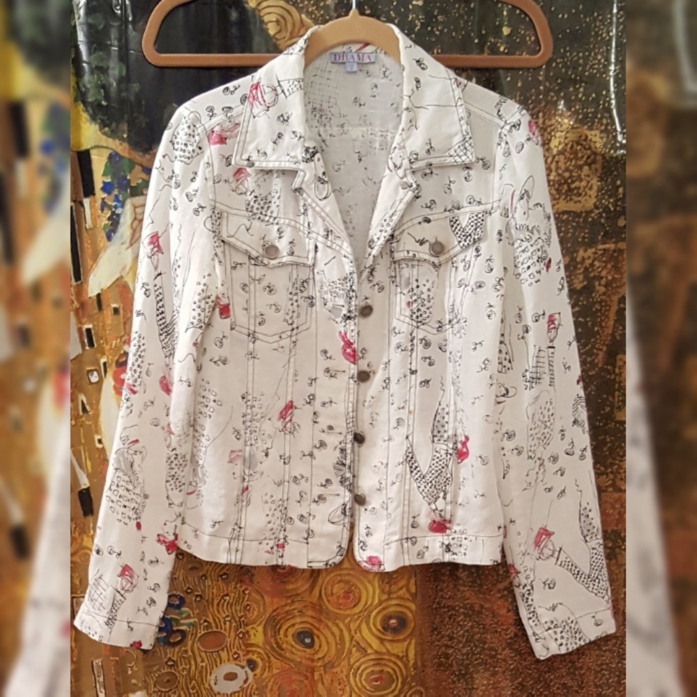 Drama Jean Jacket Style, Linen, Size 2