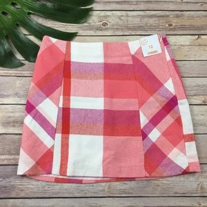 Gymboree girls Pink & Orange Plaid Flannel skirt