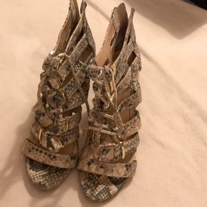 Vince Camuto snake print tie up heels