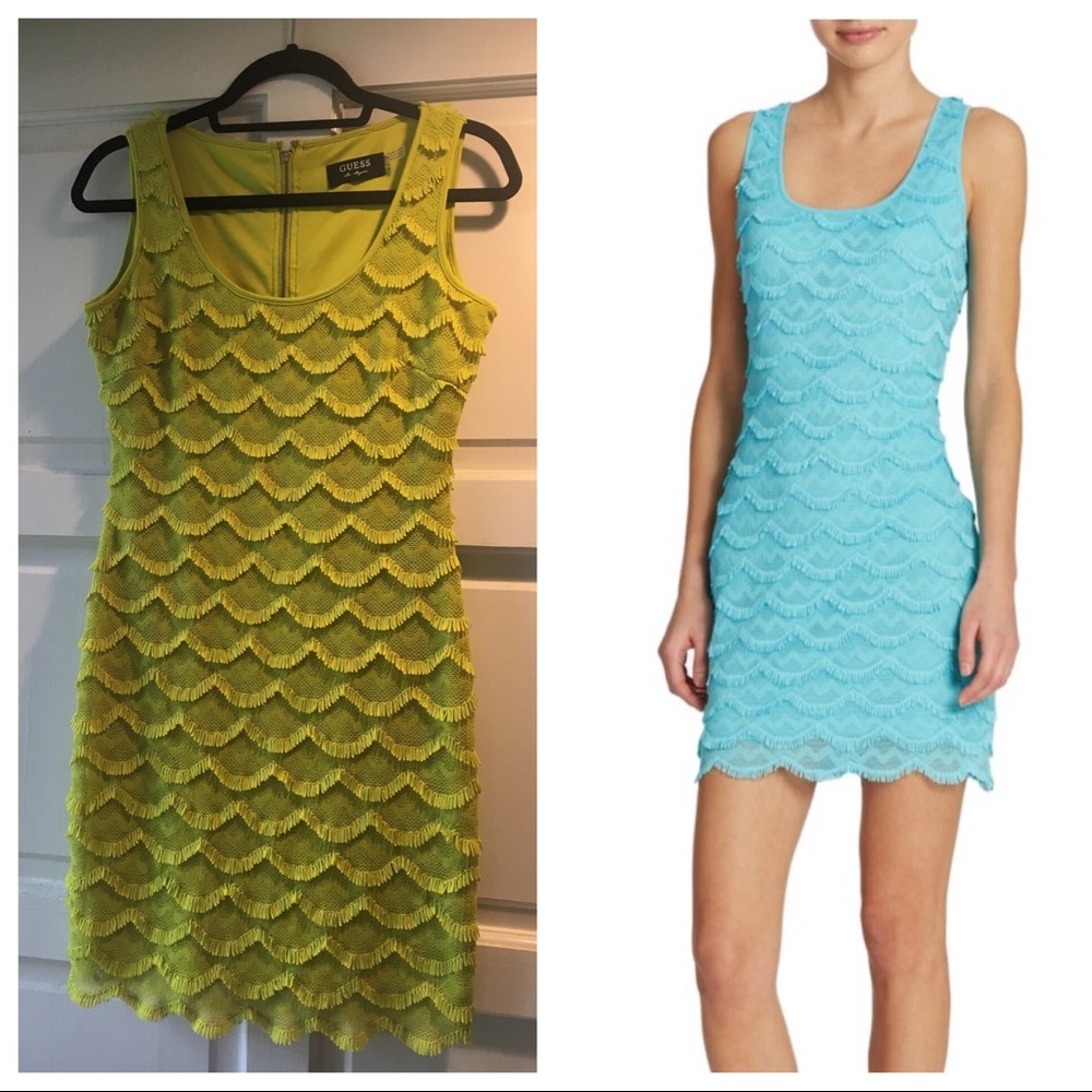 Guess Scallop Fringe Tiered Dress