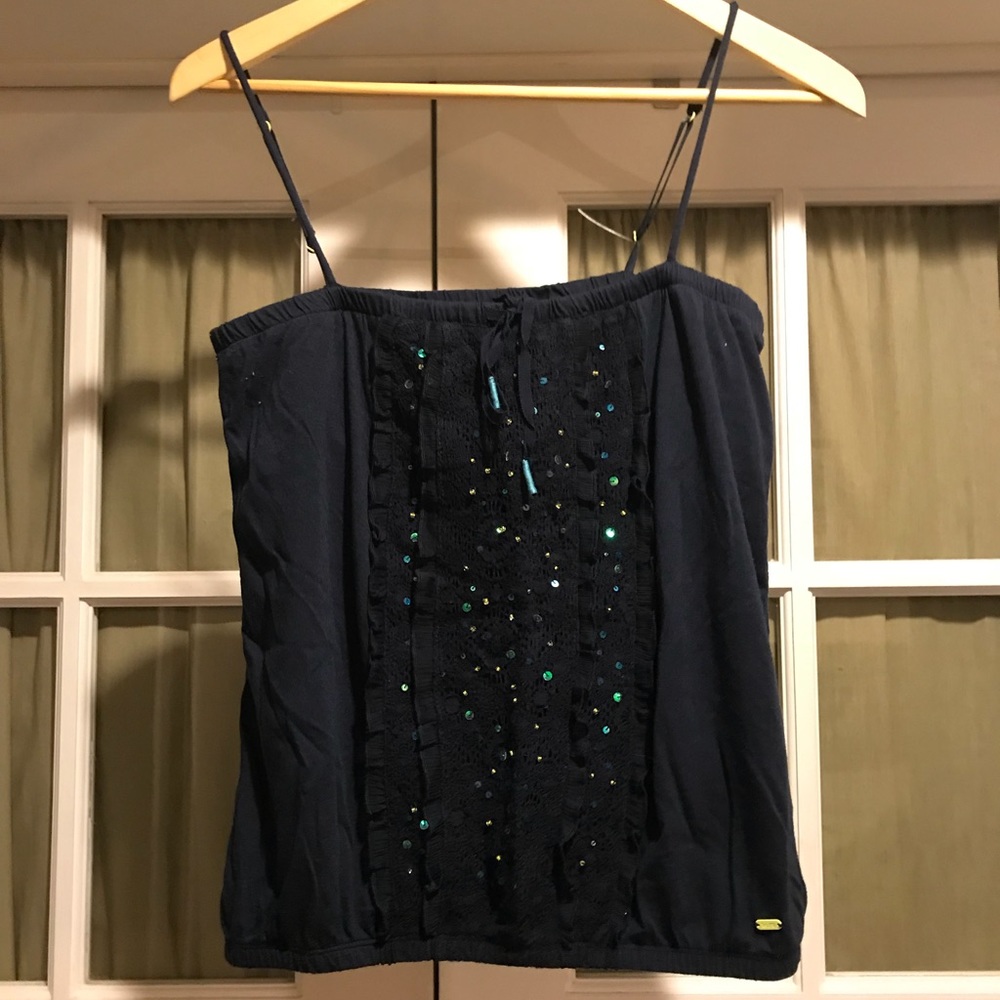 L navy sequin aeropostale cami tank